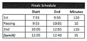 Natomas High School Finals Schedule
