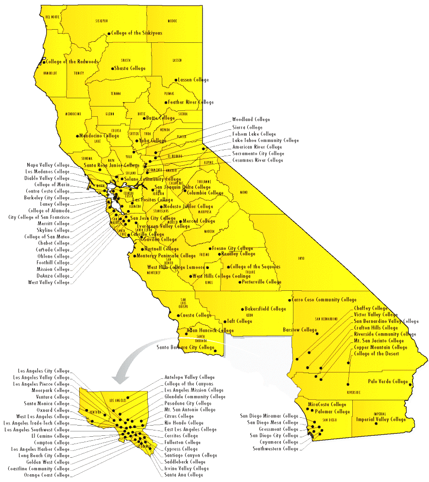 Map of California Community Colleges