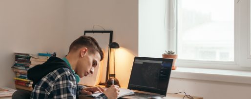 Teen working on computer