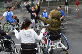 American Lakes students learn what it's like to be wheelchair-bound.