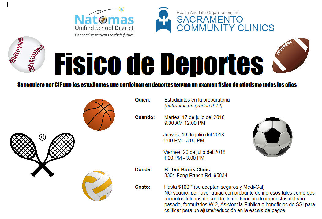 Sports physicals flyer (Spanish)