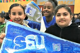 College pennant rally at H. Allen Hight Elementary School