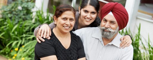 Happy Smiling indian sikh adult people family outdoors